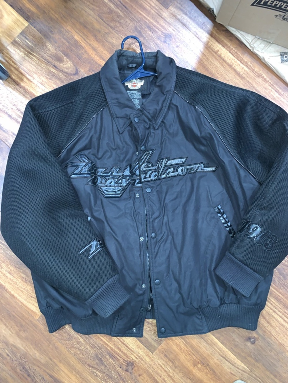 Vintage Harley-Davidson Black Men’s Varsity Bomber Jacket Biker Jacket 1903